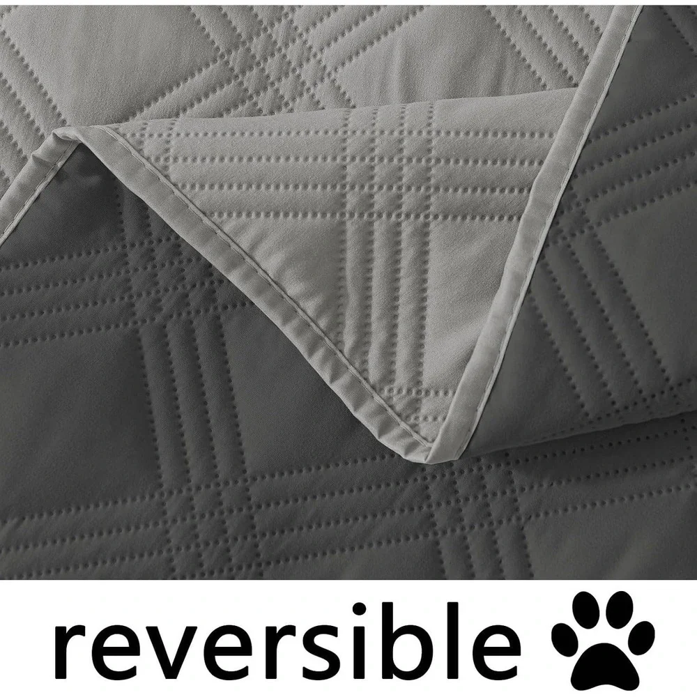 Grey Reversible Quilted Furniture Protector Pet Mat 30x70 Sofa Cover Car Seat
